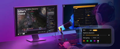 Maono PD100X RGB Gaming Microphone USB/XLR Dynamic Mic with Noise Reduction Mute Headphone Jack Mic for Gaming Streaming Podcast