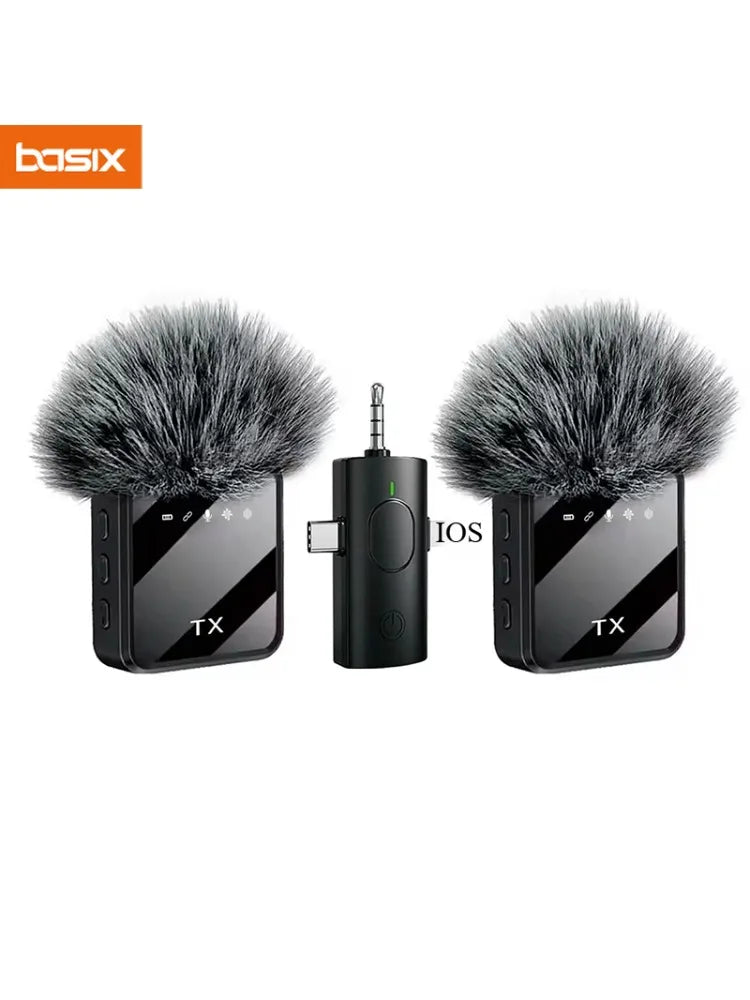 Mini Wireless Microphone for iPhone Android Cameras Wireless Microphone for Interviews Vlog Noise Cancelling Lavalier Microphone