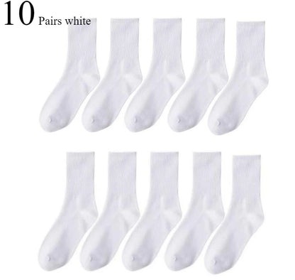 1/510 Pairs Women Solid Color Socks Simple Versatile Fashionable Socks Antibacterial Odor Resistant Breathable Comfortable Socks