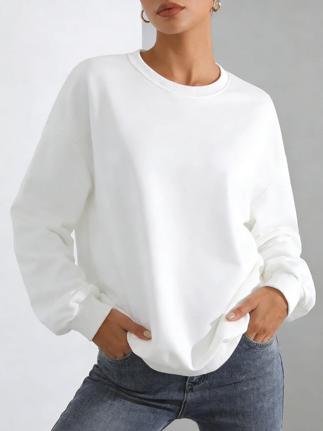 Women's Pullover Round-Neck Trendy Casual Sports Hoodie Top Base Layer Shirt, Versatile, Fashionable Round-Neck Hoodie