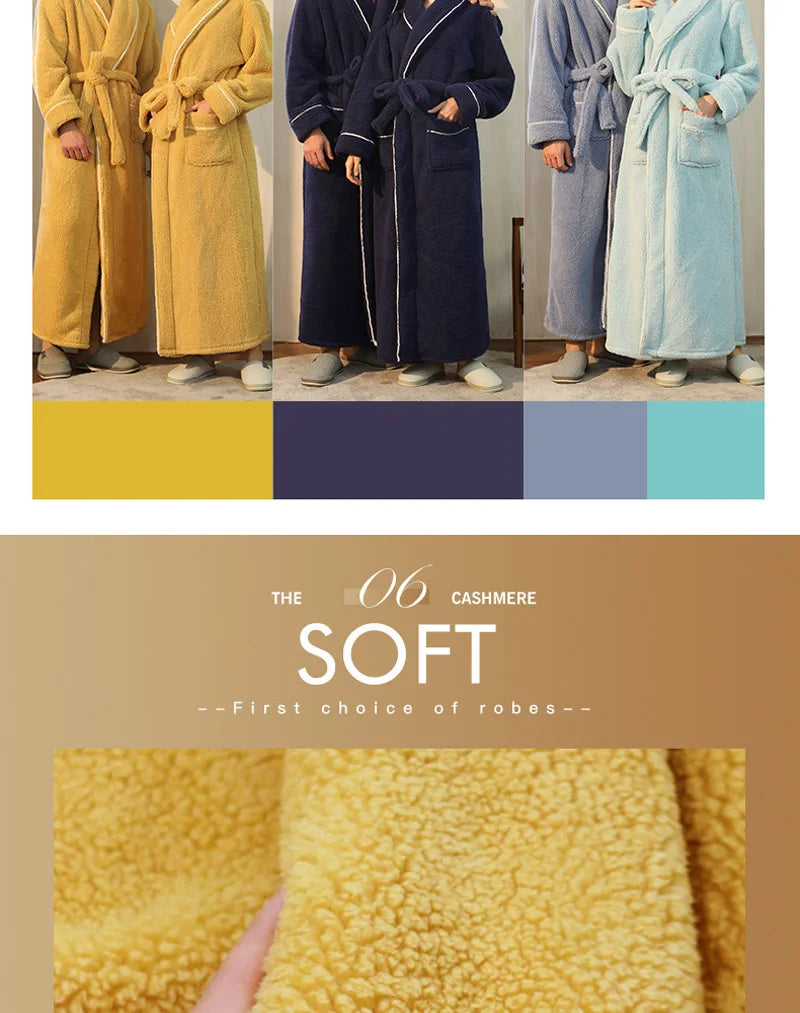 Female Autumn and Winter Warm Long Flannel Thick Couple Bath Bathrobes Men Women Pajamas Shower Robe Bath Towels For Adults