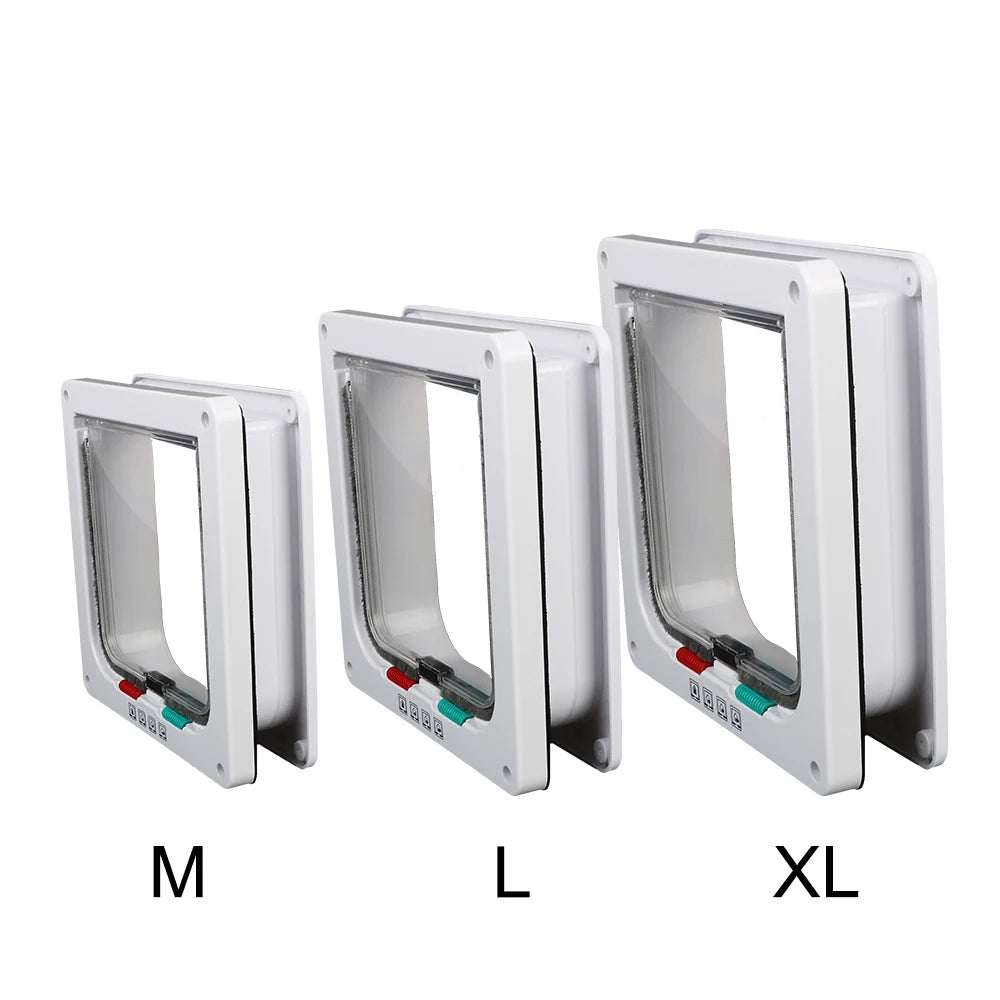 For Dog Cat Kitten ABS Plastic Dog Cat Flap Door With 4 Way Lock Security Flap Door Small Pet Supplies Cat Puppy Safety Gate