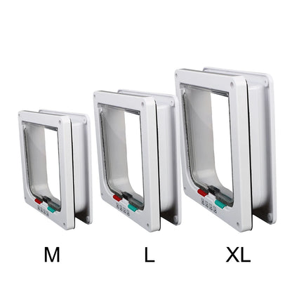 For Dog Cat Kitten ABS Plastic Dog Cat Flap Door With 4 Way Lock Security Flap Door Small Pet Supplies Cat Puppy Safety Gate