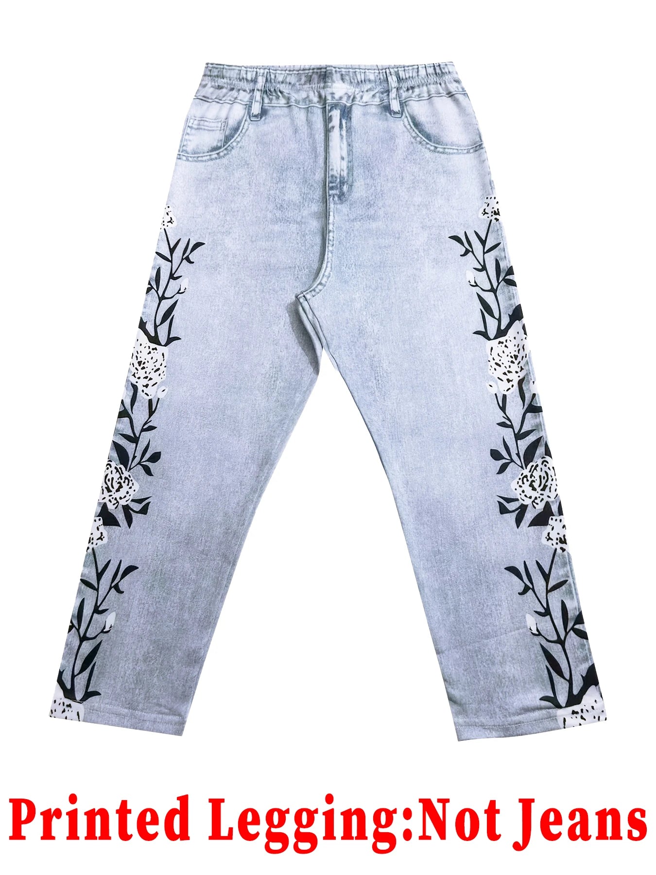 Fashionable Women's Printed Skinny Capris, High-Elastic Seamless Design with Mock Pockets, Ideal for Casual and Sports Wear
