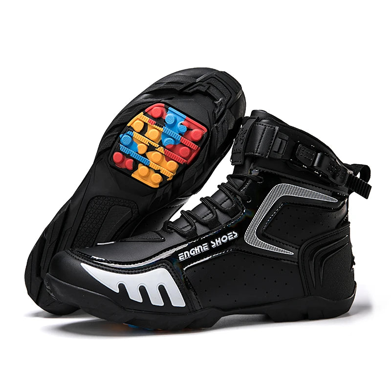 Men Leather Motos Breathable Anti Slip Wear-resistant Riders Boots Motorbike Racing Ankle Length Shoes 2026 New Motorcycle Boots