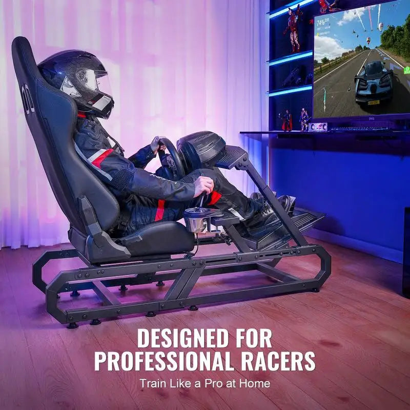 Racing Wheel Stand Steel Sim Cockpit for Logitech G923 G920 G29 Thrustmaster T248P Adj Wheel/Pedal 330lb Compact