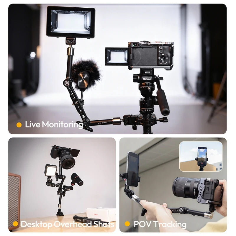 Ulanzi TA10 43cm Magic Articulating Arm with 1/4" 3/8" Screw Hole Mount NATO 3 Section for DSLR Monitor Light Camera Accessories