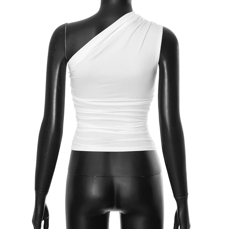 BIDIJONES one-shoulder-topp dam med öppen rygg – enfärgad, S–L
