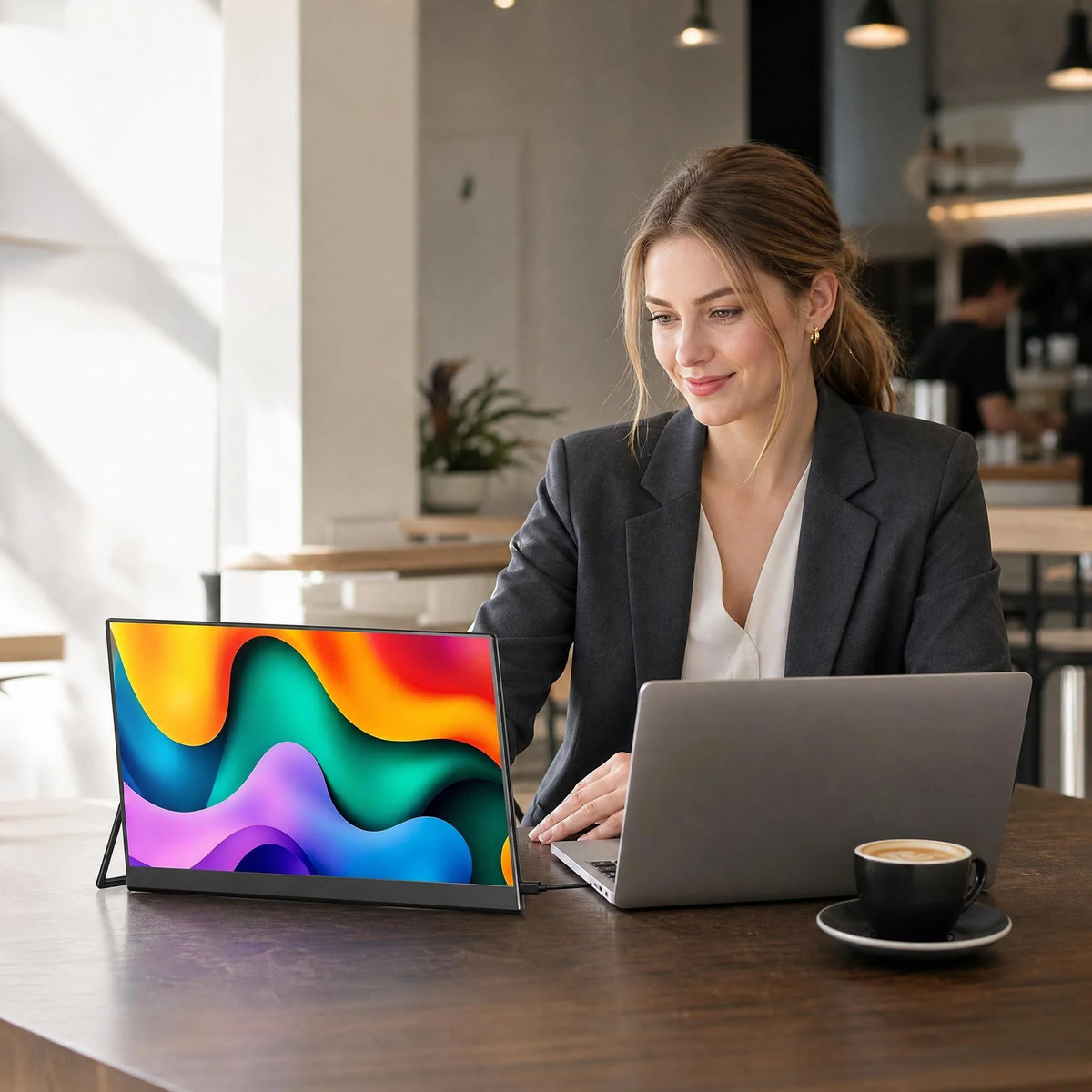 13.3 Inch 2K QHD Portable Monitor, 400 Nits, 100% SRGB, 16:10 Aspect Ratio, Built-in Speakers, VESA Mountable, Integrated Hidden