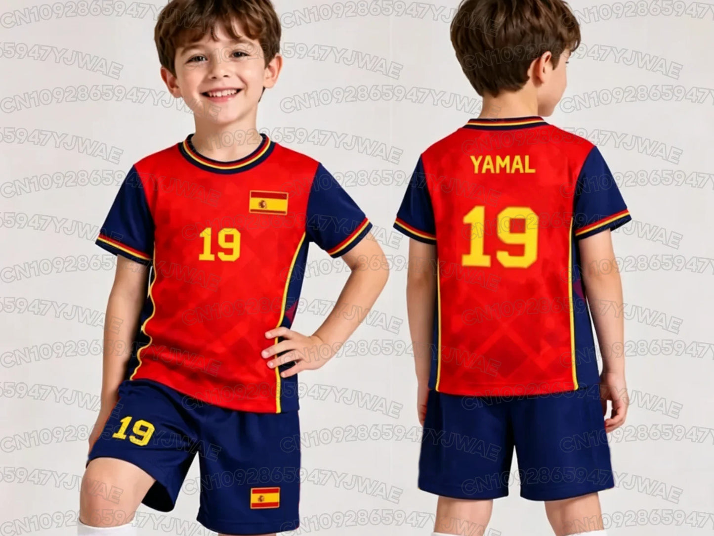 2026 Special NO.19 YAMAL Football Jersey Tee Shorts Set Women Men Spain Fans Shirt and Shorts Summer Kids 2 Piece Set