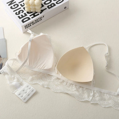 Lace Triangle Bralette Wireless Bra For Women Floral Lace Design Underwear Sexy Lingerie Lightly Lined Cup Small Chest Brassiere