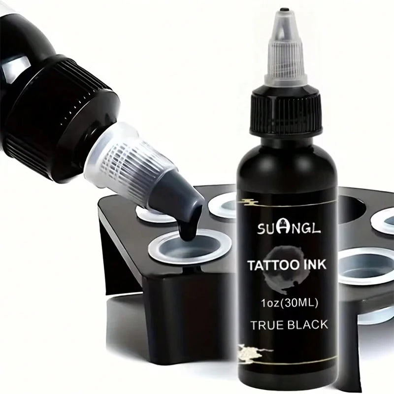 SUANGL Professional Black Tattoo Ink High Saturation Waterproof Permanent Pigment 30ml for Tattoo Studio Tattoo Accessories