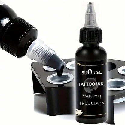 SUANGL Professional Black Tattoo Ink High Saturation Waterproof Permanent Pigment 30ml for Tattoo Studio Tattoo Accessories