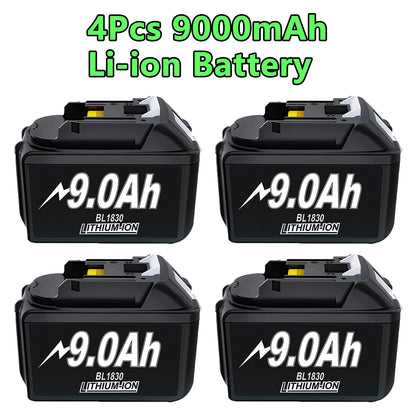 For Makita BL1830 Battery Rechargeable 6000mAh/9000mAh BL1840 BL1850 BL1860 18V Replacement With Single 4A/Dual 6A Charger