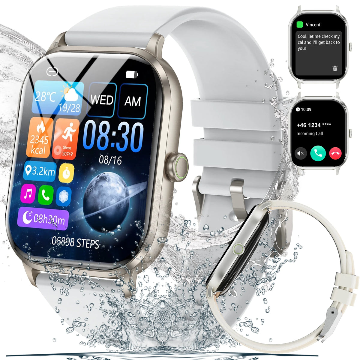 GAWSUG New Ultra thin Wireless Call SmartWatch Women Watches Men Sports Fitness Tracker Heart Rate Smartwatches For Android IOS