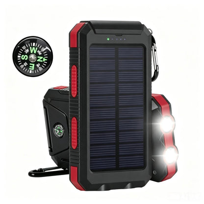 OutdoorVPortable 20000mAh Solar Power Bank External Battery Pack With LED Light Compass USB Output Emergency Backup Power