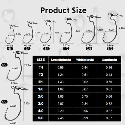 9KM 30Pcs Ewg Drop Shot Hooks with Swivels Bass Fishing Texas Rig Hooks Worm Fishing Hook High Carbon Steel