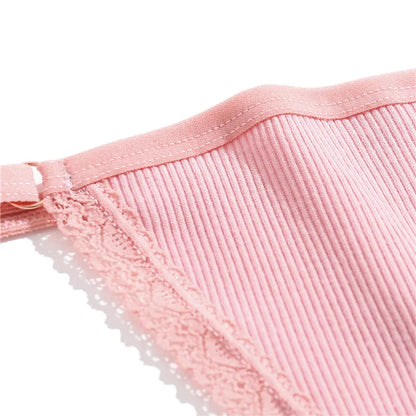4Pc G-String Cotton Lace Women Thongs Lingerie Low Rise Panties Adjustable Waistband Straps Hipster Underwear For Girl Intimates