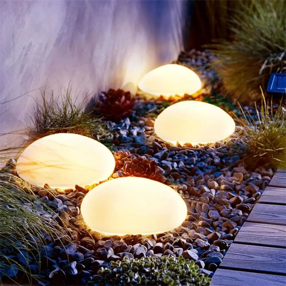 Solar Stenlampa Utomhus – Frostad Glaseffekt, IP65, Varmvit/Färgad, Automatisk, Trädgård & Gång
