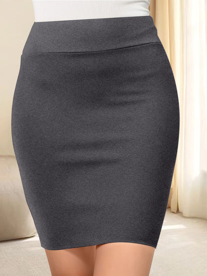 High-Waisted Tight Fit Mini Skirt - Stretchy Soft Fabric, Slim Bodycon Silhouette, Timeless Solid Colors
