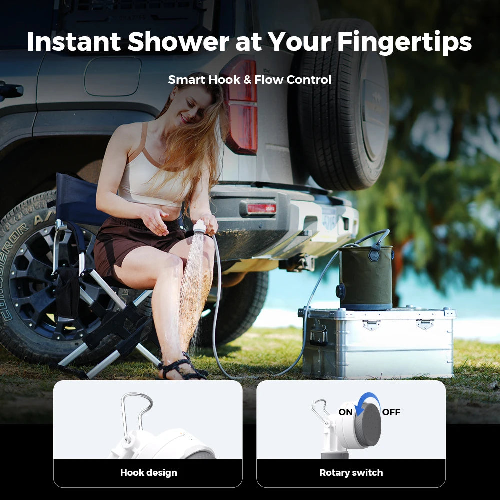 FLEXTAIL TINY SHOWER – Portabel Elektrisk Campingdusch, IPX7, 2500mAh, USB-C, 2 Lägen