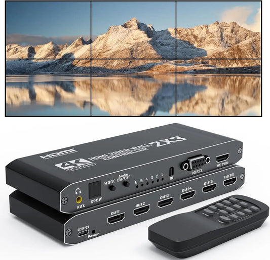 Konsenda 4K 2x3 Video Wall Controller – CE RoHS HDMI 1.4 6-skärm 1080p Splice 1x1 1x2 1x3 2x2 2x3 RS232 Kontor Mötesrum 2026