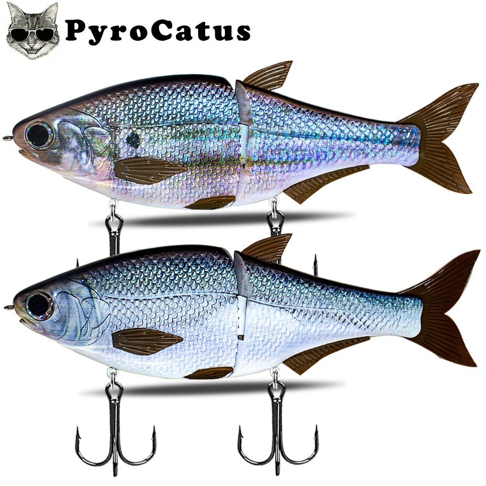PyroCatus Big Game Glide Shad Baits 23cm/140g Sinking Hard Body Baits Soft Tail Fishing Lures Jointed Swimbait Tackle