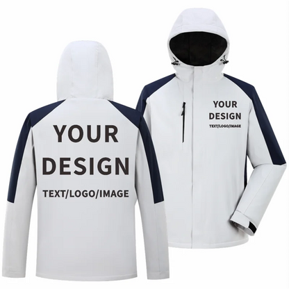 Vinterjakka med Huva och Eget Tryck eller Brodyr – Fleecefodrad Dragkedja Smart Casual M–4XL (Asian)