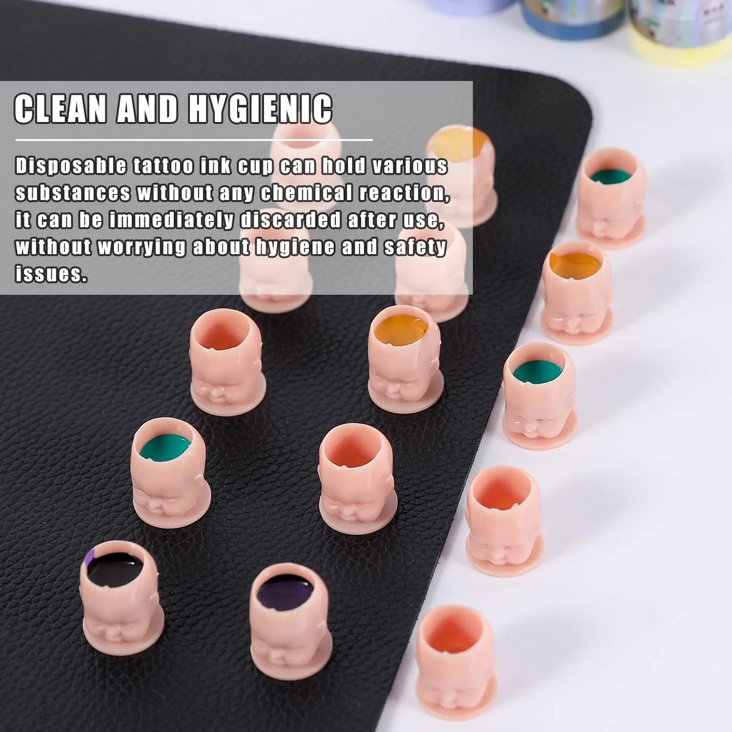 50/100/200pcs Plastic Disposable Tattoo Ink Cups With Base Pigment Clear Holder Container Cap Tattoo Accessory Permanent Makeup