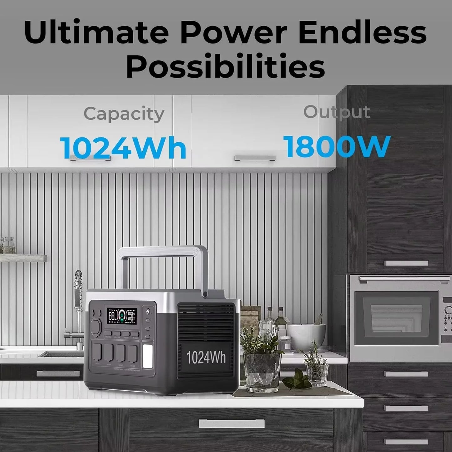 OUKITEL P1000E PLUS Portabel Kraftstation – 1024Wh, 1800W (3600W Peak), LiFePO4, 39 min Snabbladdning, UPS, EU-lager