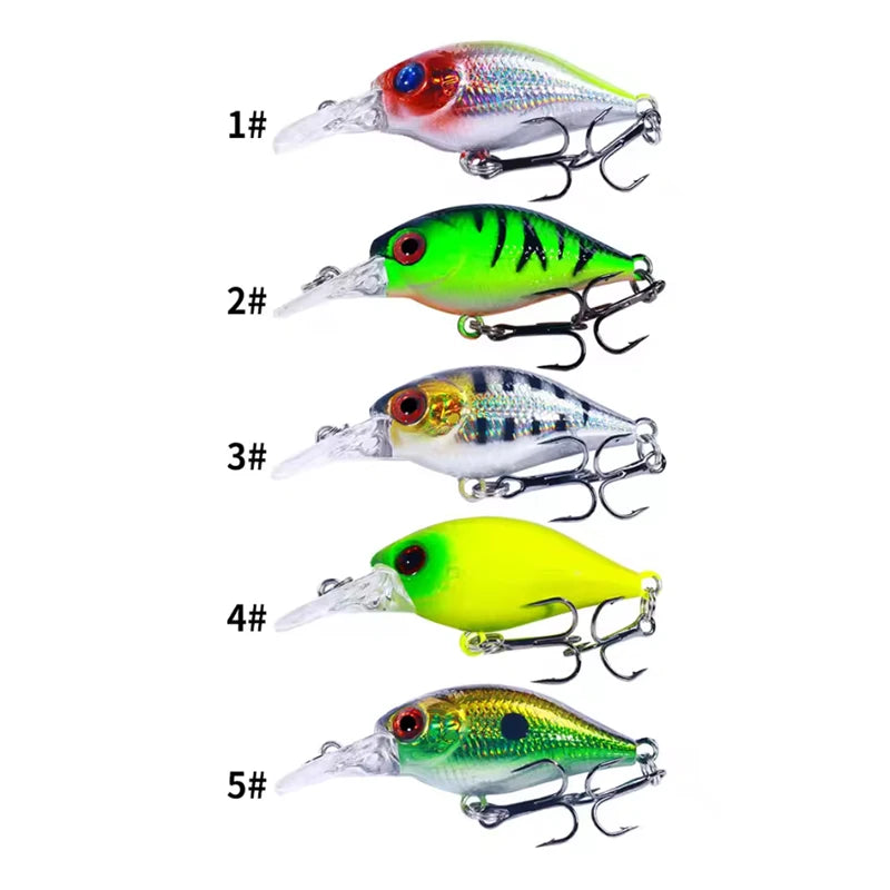Topwater Crankbait Lures 5Pcs 4.4g 5cm Artificial Wobbler Bait For Bass Pike Rockfish Freshwater Fishing Tackle