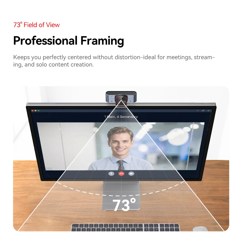 Webcam 4K Ultra HD with 1/1.5"Large Sensor & Metal Body,PC Accessories USB Camera for Online Meetings/Streaming/Content Creation