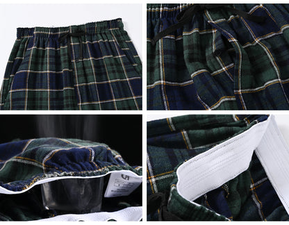 Men's 3Pcs Pajama Sleeping Pants Cotton Plaid Pjs, Long Plaid Print Sleepwear Pajama Pants with Elastic Waist Homewear