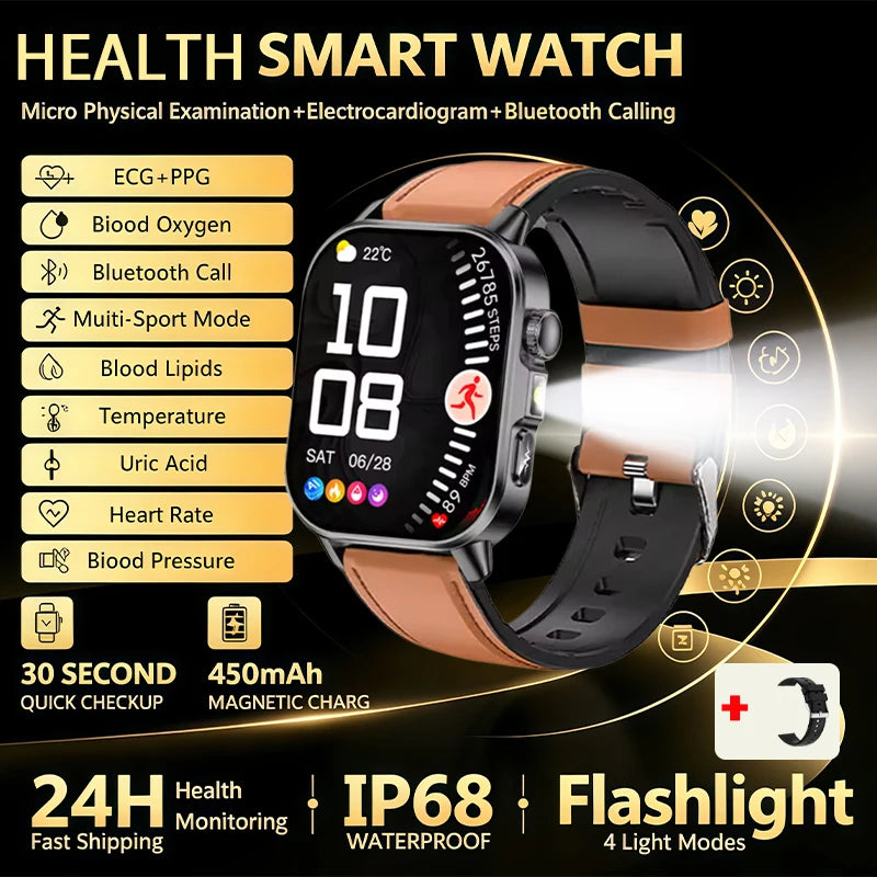 Nursing Grade New ECG+PPG Healthy Diagnose Smart Watch Men Body Analysis Blood Pressure Lipid Uric Acid NFC Health Tracker Watc