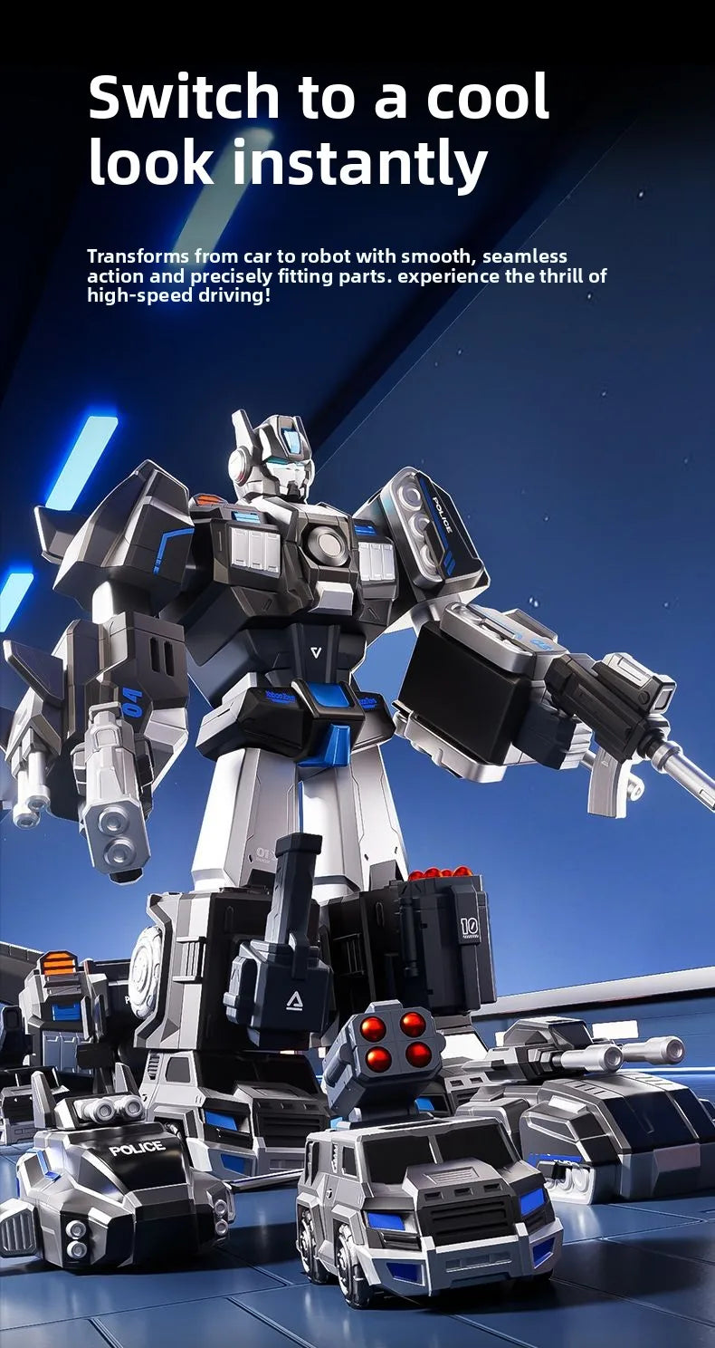 Magnetisk Transformerrobot – Polisbil Förvandlas till Giant Mecha-Robot Lysande Detaljer Pojkar 14+ År Hot Toys 2026