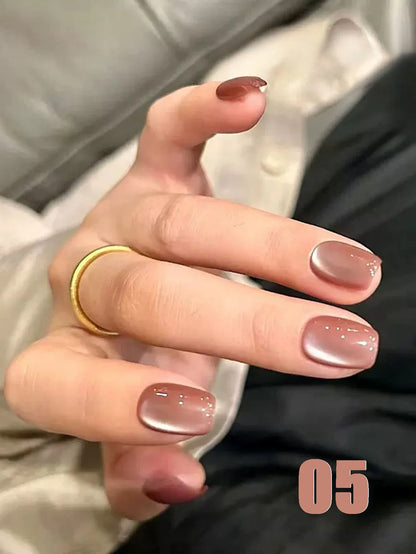 MIANEL 12ML Hibiscus Purple Cat Eye Gel Nail Polish Super Whitening Glass Beads Cat Eye Nails Purple Nials Blue Nails 1-12PCS