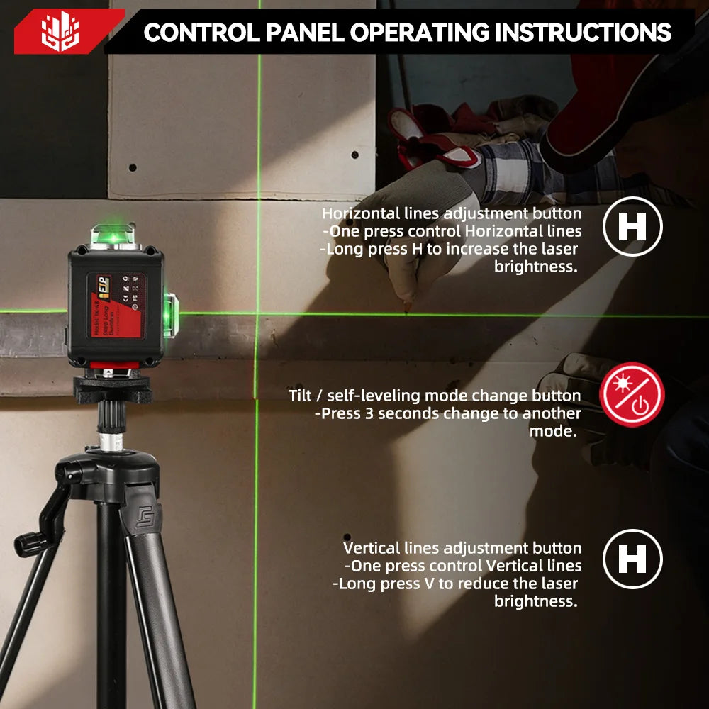 ONEVAN 4D 16 Lines Leveling Laser Levels Portable Rechargeable Professional Horizontal And Vertical Level With Tripod Power Tool