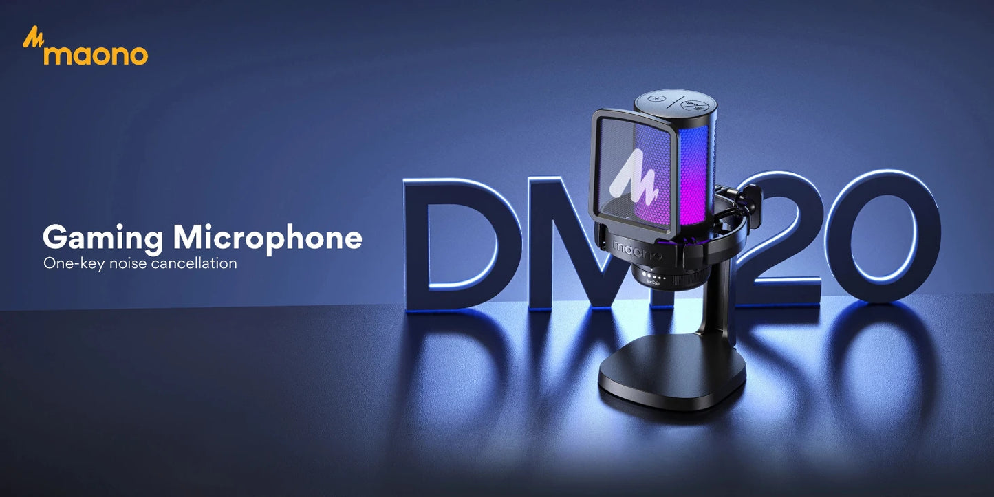 MAONO DGM20 USB Gaming Microphone for PC with RGB Light Noise Reduction Tap-to-Mute Gain Control for Discord Streaming Podcast