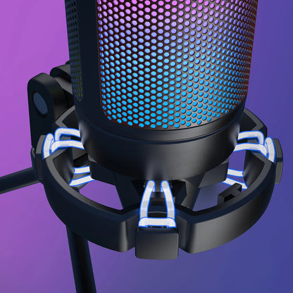 FIFINE AmpliGame A6V USB-mikrofon med RGB och puffskydd