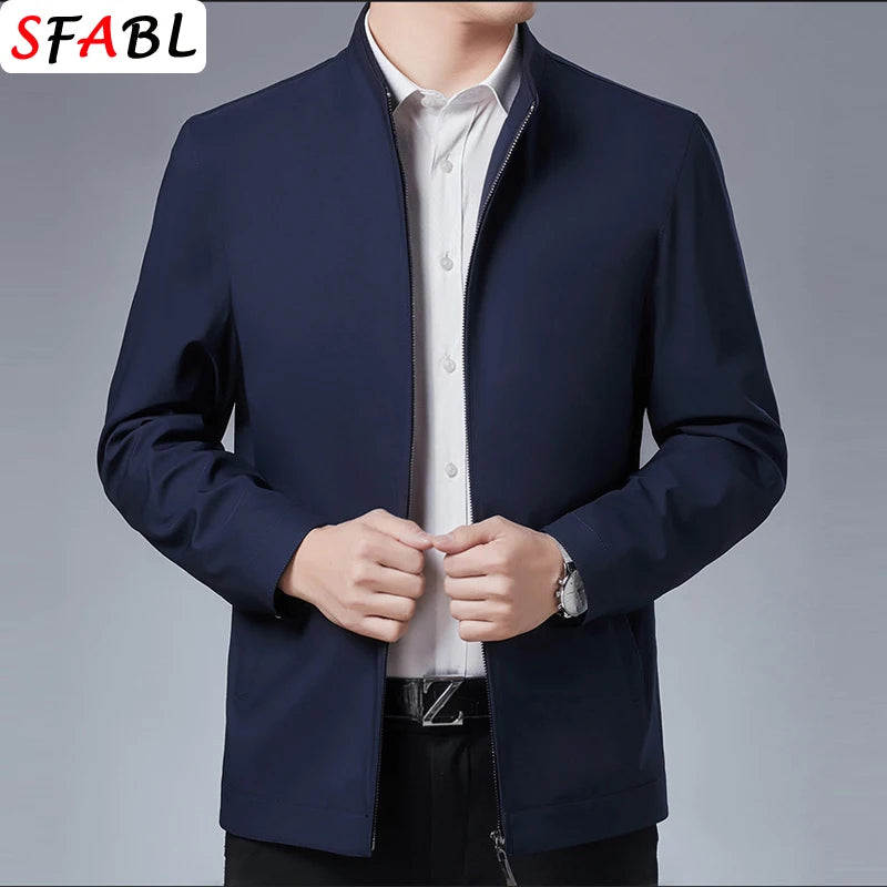 Herr Blazer med Dragkedja – Business Casual Kavaj för Kontor, Vår & Höst, 7 Färger