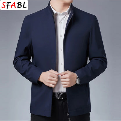 Herr Blazer med Dragkedja – Business Casual Kavaj för Kontor, Vår & Höst, 7 Färger