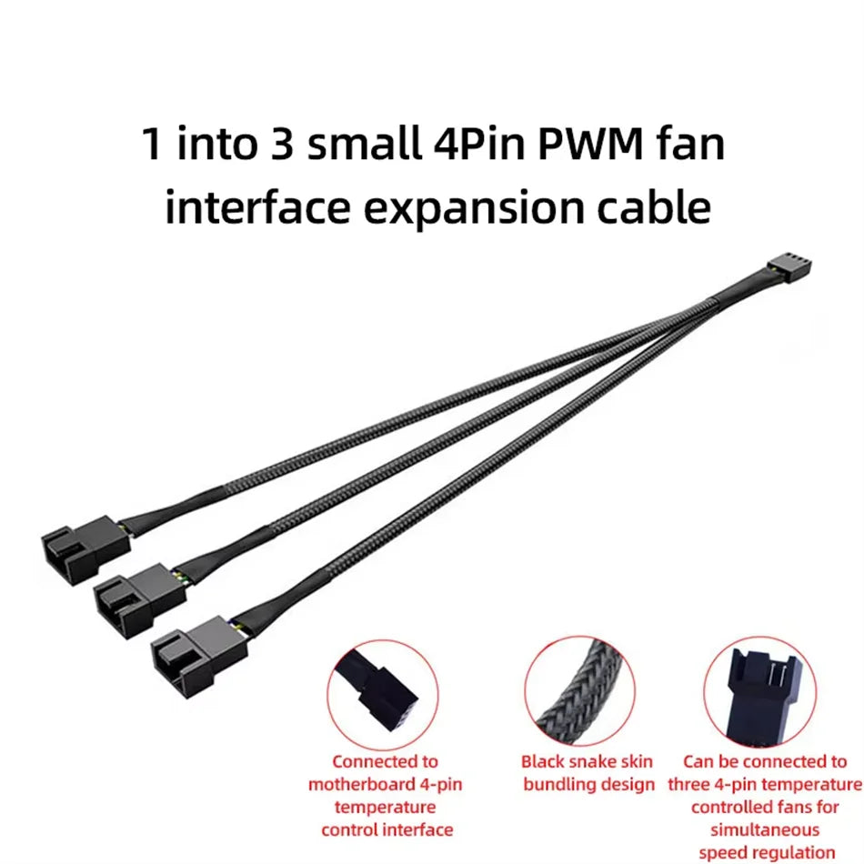 4-pin PWM-fläktkabel och splitter – 1 till 1, 2, 3 eller 4