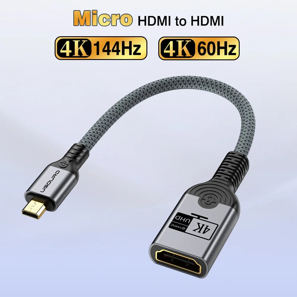 Mini/Micro HDMI hane till HDMI hona-adapter 4K