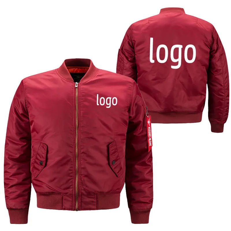 Herr Bombarjacka 2026 – Lös Passform Hip Hop Streetwear Anpassningsbar Logo Plus-Storlek XS–8XL Röd/Navy/Grön/Svart