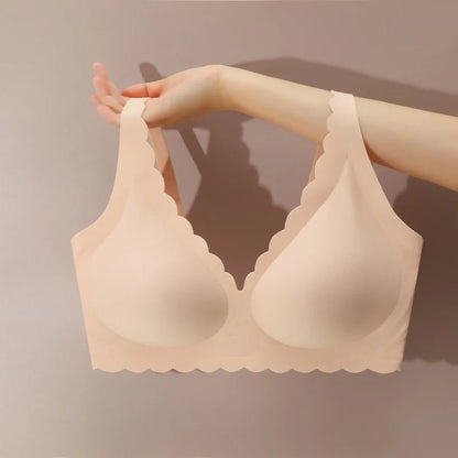 Women's No Trace Bra Plus Size Gather Without Steel Ring Underwear Soft Support Comfortable Sleeping Bra Anti-sagging Lingerie