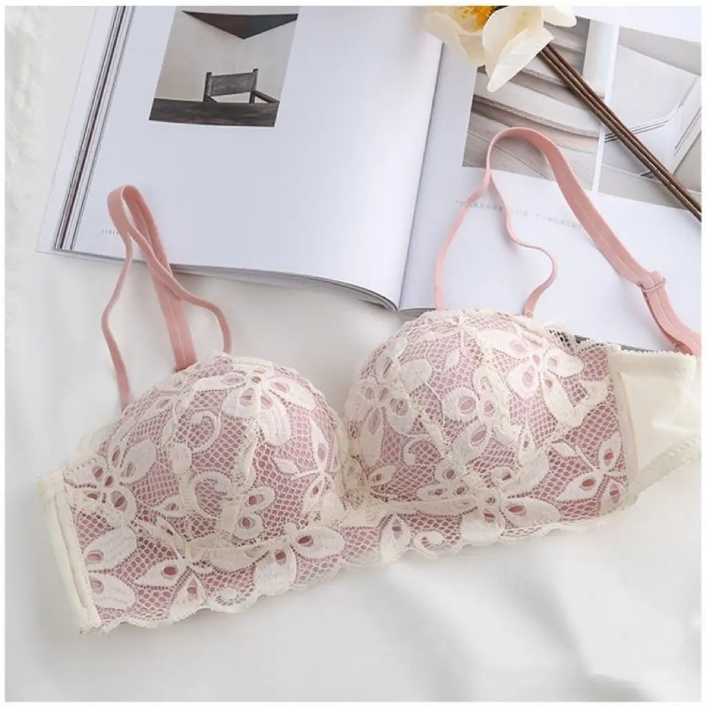 Lace Floral Embroidery Sexy Bra Comfortable Adjustable Women Underwear 3/4 Cup Wireless Girl Brassiere Bralette