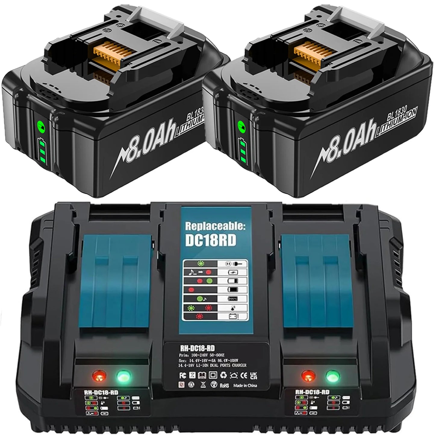 For Makita BL1830 Battery 18V 8000mAh Battery BL1830 BL1815 BL1860 BL1840 Tool Rechargeable Battery With 6A Charger