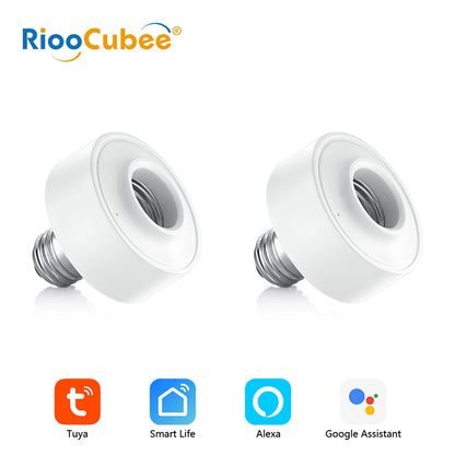 RiooCubee WiFi Lamphållare E26/E27 – Tuya & Smart Life, Timer, Röststyrning, Google Home & Alexa