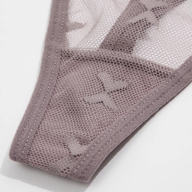 2PCS/Set Mesh G-String Women's Panties Transparent Underwear Women Seamless Thong Female Underpants Intimates Lingerie S-XL