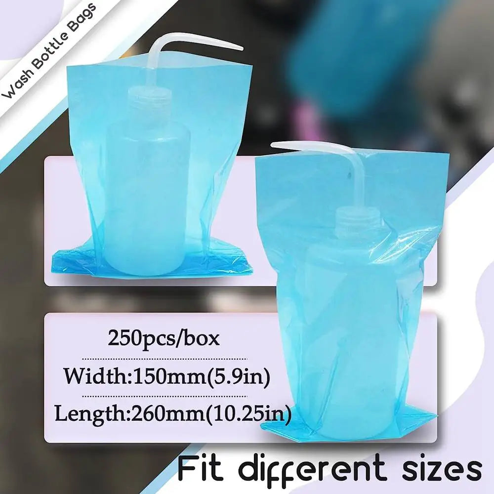 250pcs Tattoo Wash Bottle Bags and 250/500ml Tattoo Wash Bottle for Green Soap Bottle Cleaning Supply Tattoo Accessories